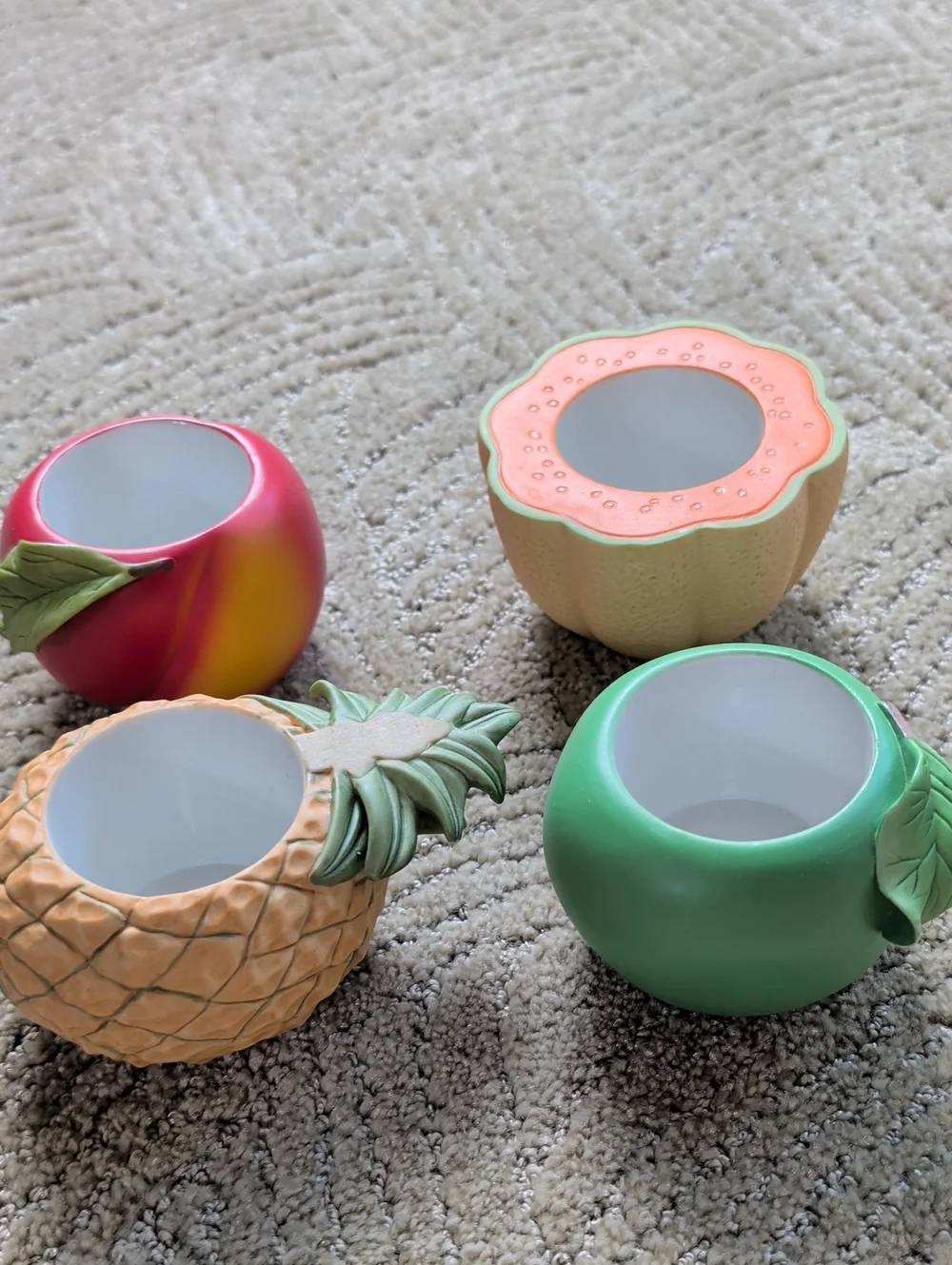 PartyLite Fruit Tealight Holder Set in Green, Pink, Peach, Tan